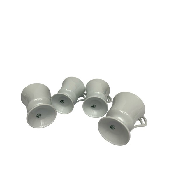Limoges Footed White Porcelain Mugs Cups Scrolled Handles Set Of 4 France - Picture 4 of 7